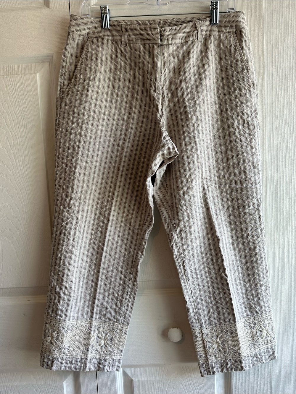 J. Jill Natural Beige Textured Crop Chinos